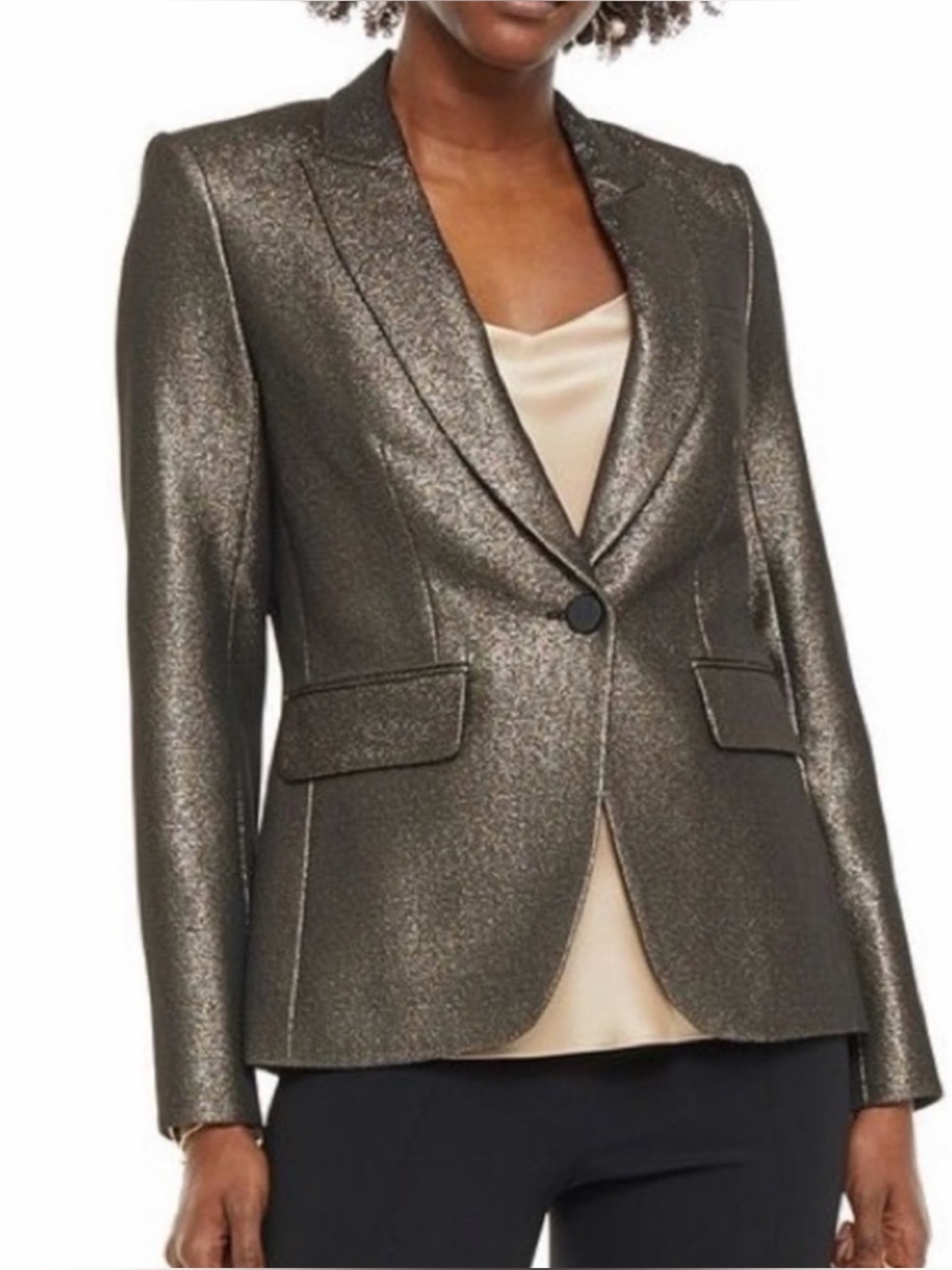 Veronica Beard Bronze Lamé Cutaway Dickey Blazer Metallic NWOT | 8
